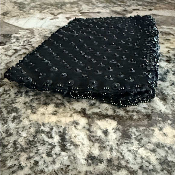 Vintage Bon Soir Black Italian Glass-Beaded & Sequined Clutch - Picture 6 of 6